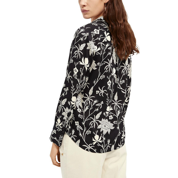 Scotch & Soda Floral Button Down Shirt Black Collared Long Sleeve Size XS - Picture 3 of 10